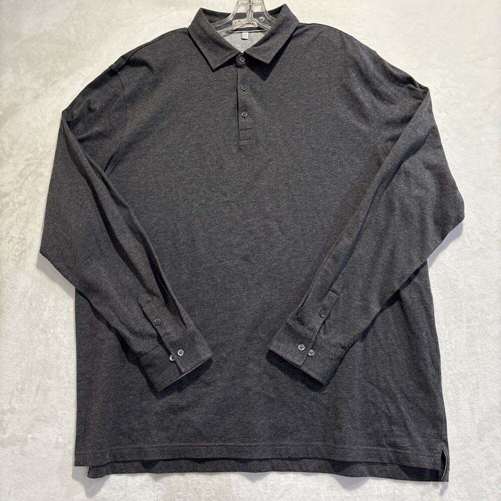 Peter Millar Men's XXL Gray Crown Fleece Polo Shirt Cotton Cashmere Performance